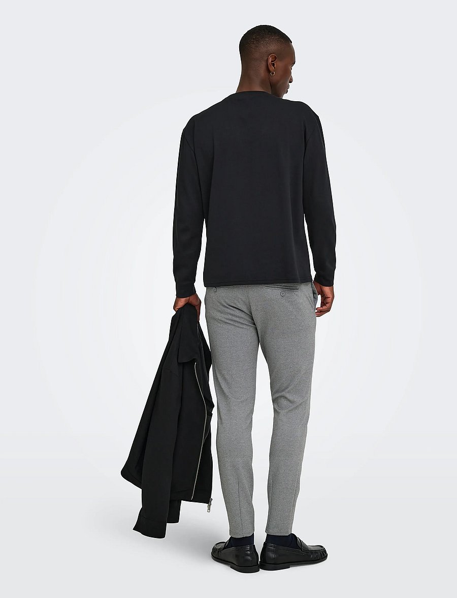 ONLY & SONS - ONSMARK SLIM GW 0209 PANT NOOS - casual byxor - medium grey melange - 3