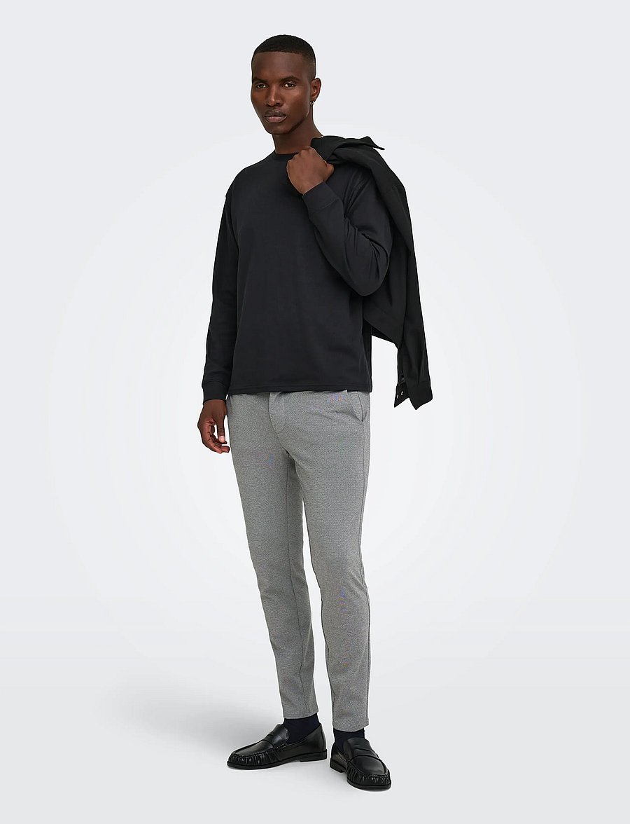 ONLY & SONS - ONSMARK SLIM GW 0209 PANT NOOS - casual byxor - medium grey melange - 4