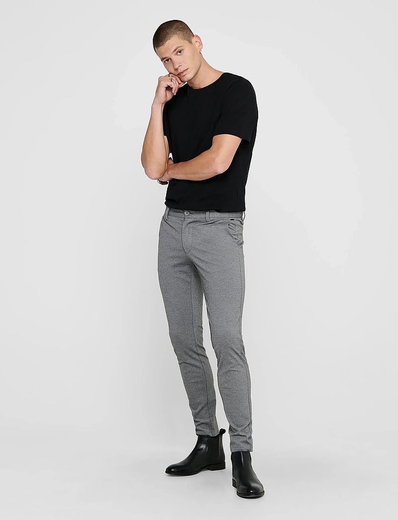 ONLY & SONS - ONSMARK SLIM GW 0209 PANT NOOS - casual byxor - medium grey melange - 5