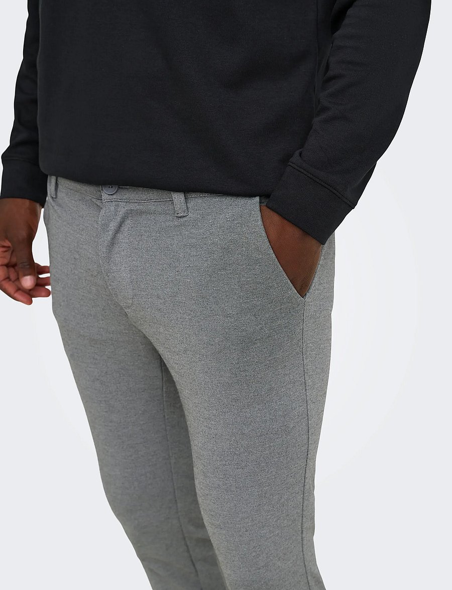 ONLY & SONS - ONSMARK SLIM GW 0209 PANT NOOS - casual byxor - medium grey melange - 5
