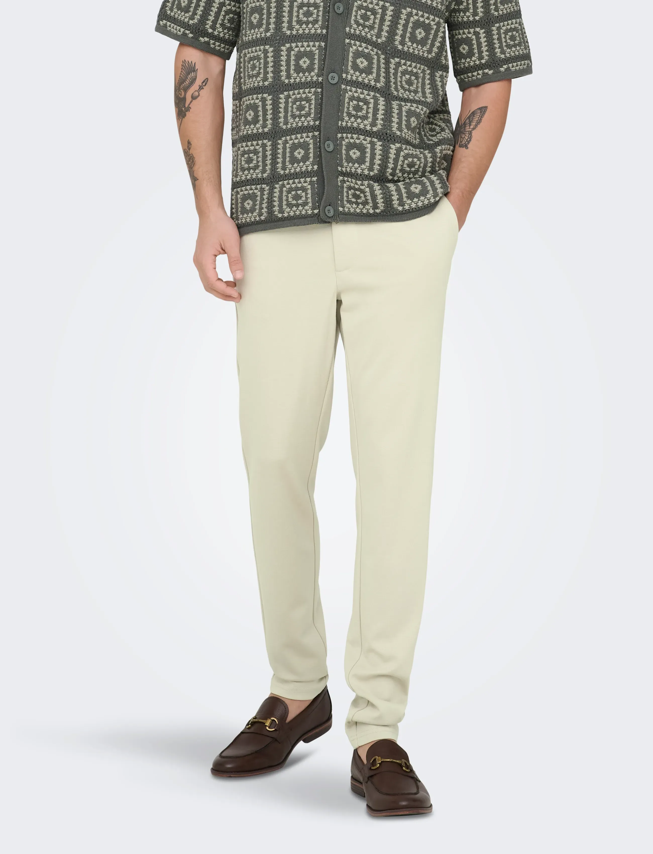 ONLY & SONS ONSMARK SLIM GW 0209 PANT NOOS - Casual - MOONSTRUCK / cream