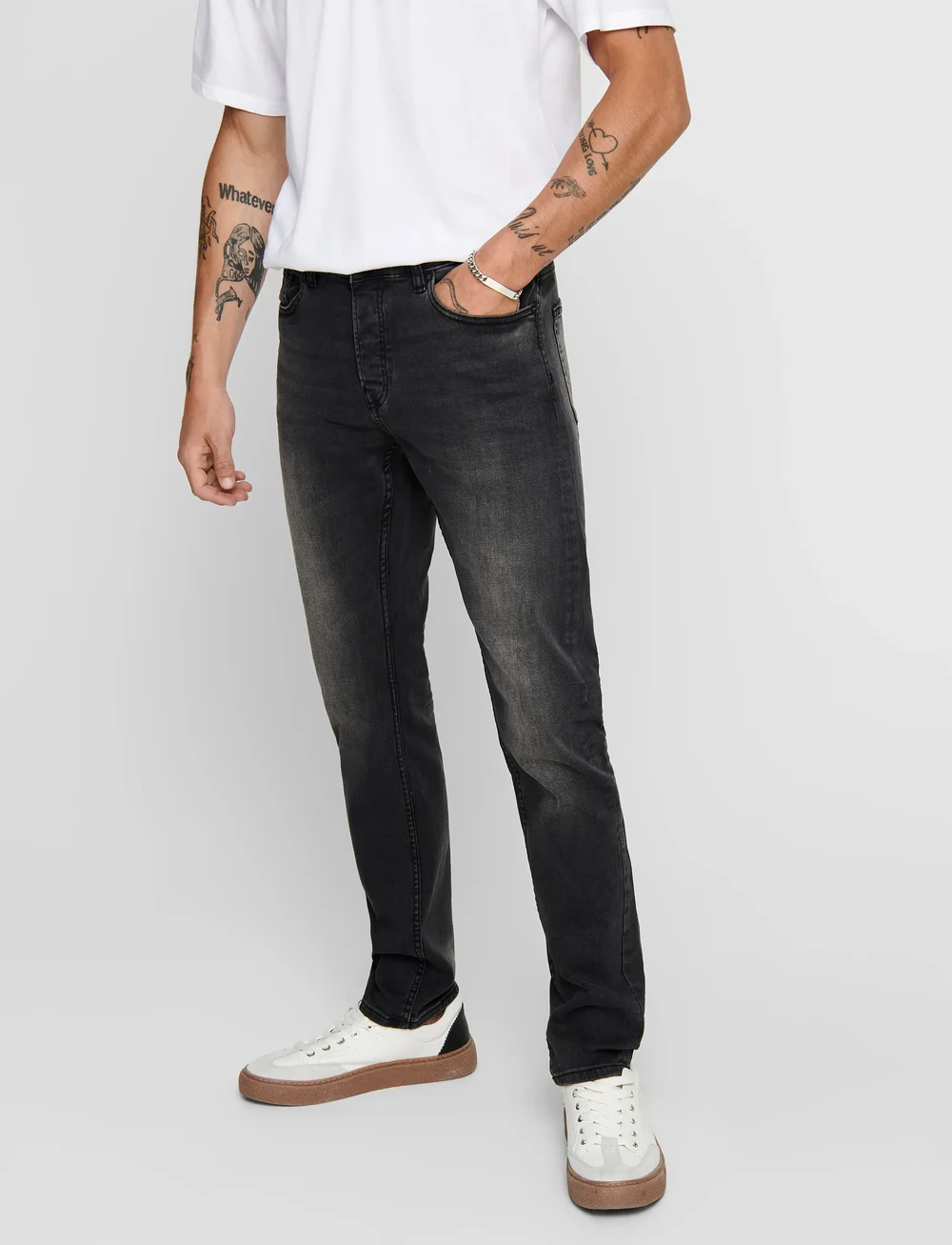 ONLY & SONS - ONSLOOM SLIM WASH BLK 0447 DIA DNM NOOS - slim fit jeans - black denim - 4