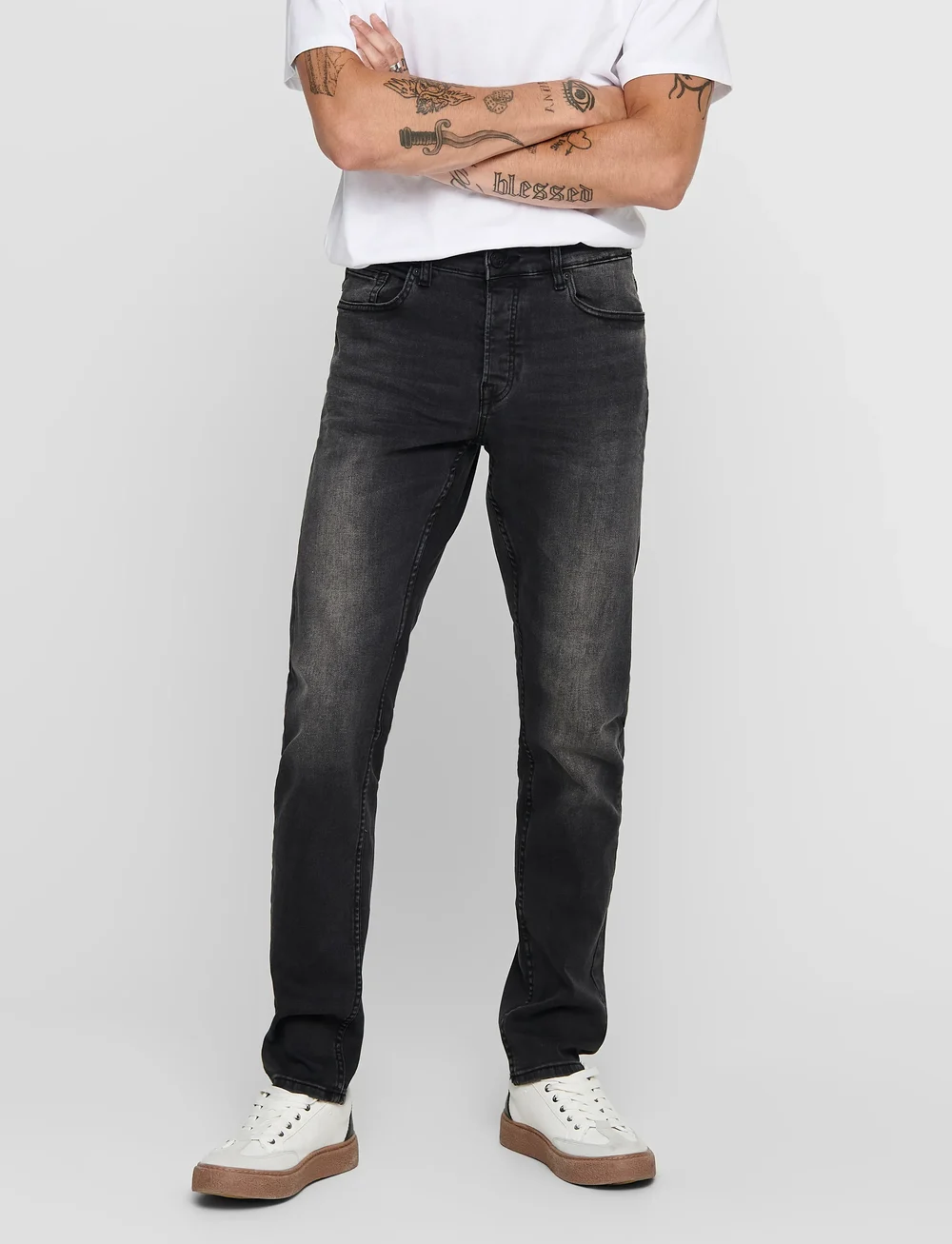 ONLY & SONS - ONSLOOM SLIM WASH BLK 0447 DIA DNM NOOS - slim fit jeans - black denim - 5