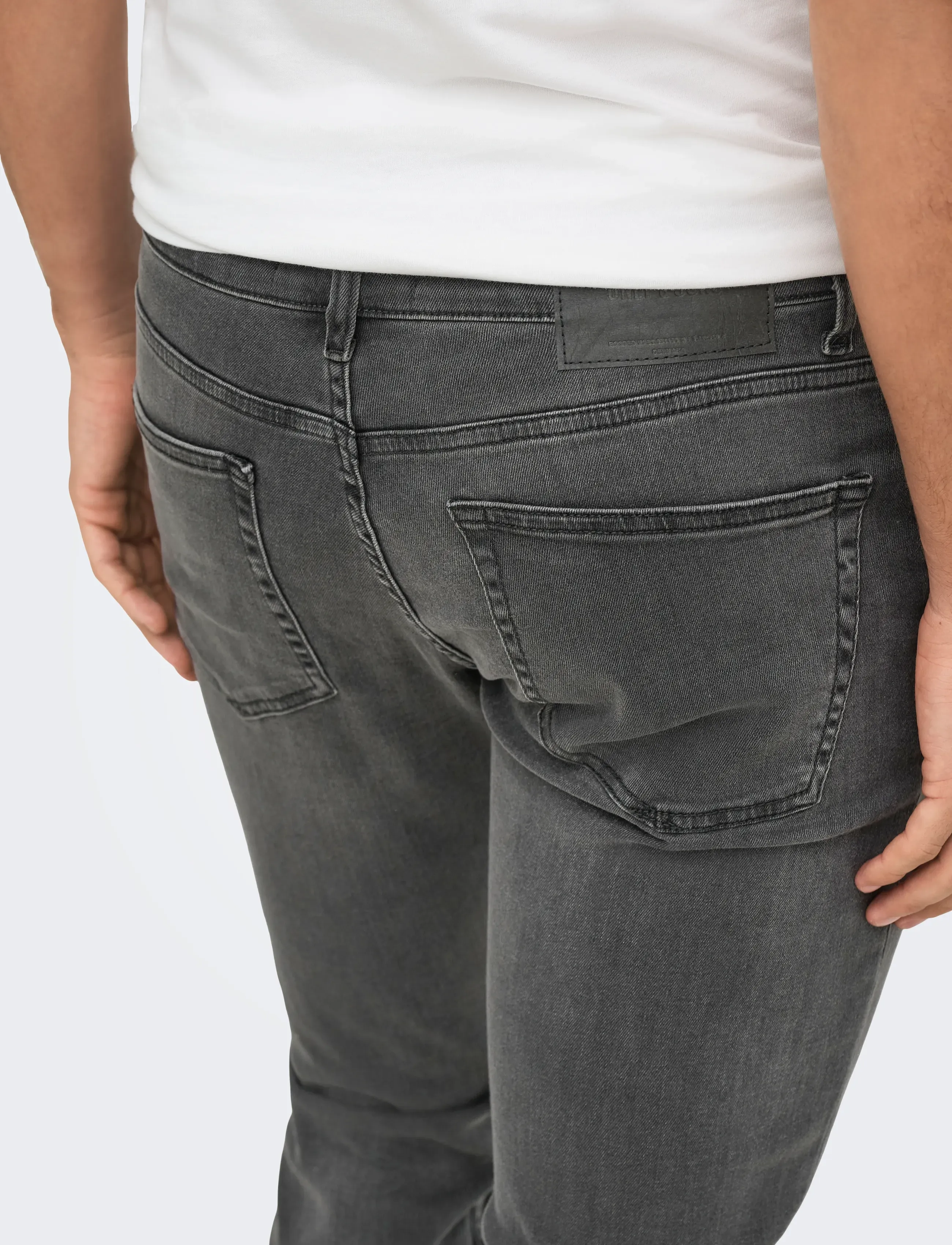 ONLY & SONS ONSLOOM SLIM WASH BLK 0447 DIA DNM NOOS - Riided - BLACK DENIM / grey