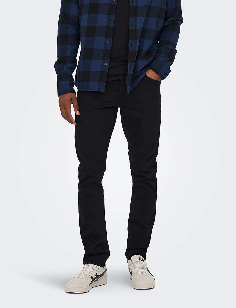ONLY & SONS - ONSLOOM SLIM BLACK 0448 DIA DNM NOOS - slim fit -farkut - black denim - 0