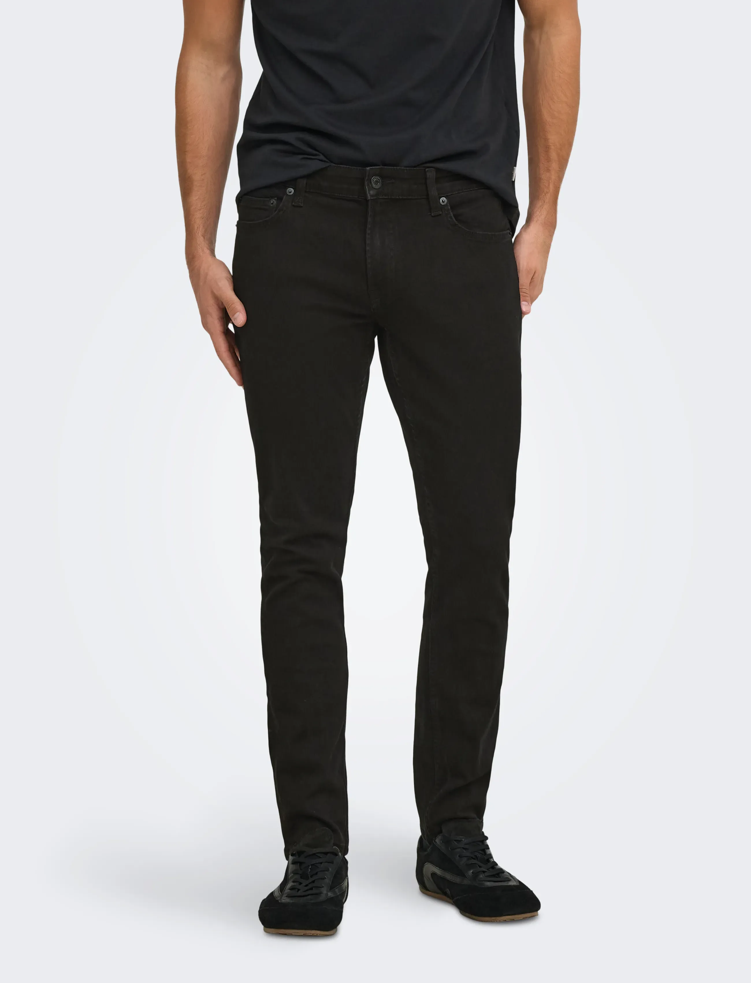 ONLY & SONS ONSLOOM SLIM BLACK 0448 DIA DNM NOOS - Kitsad teksad - BLACK DENIM / black