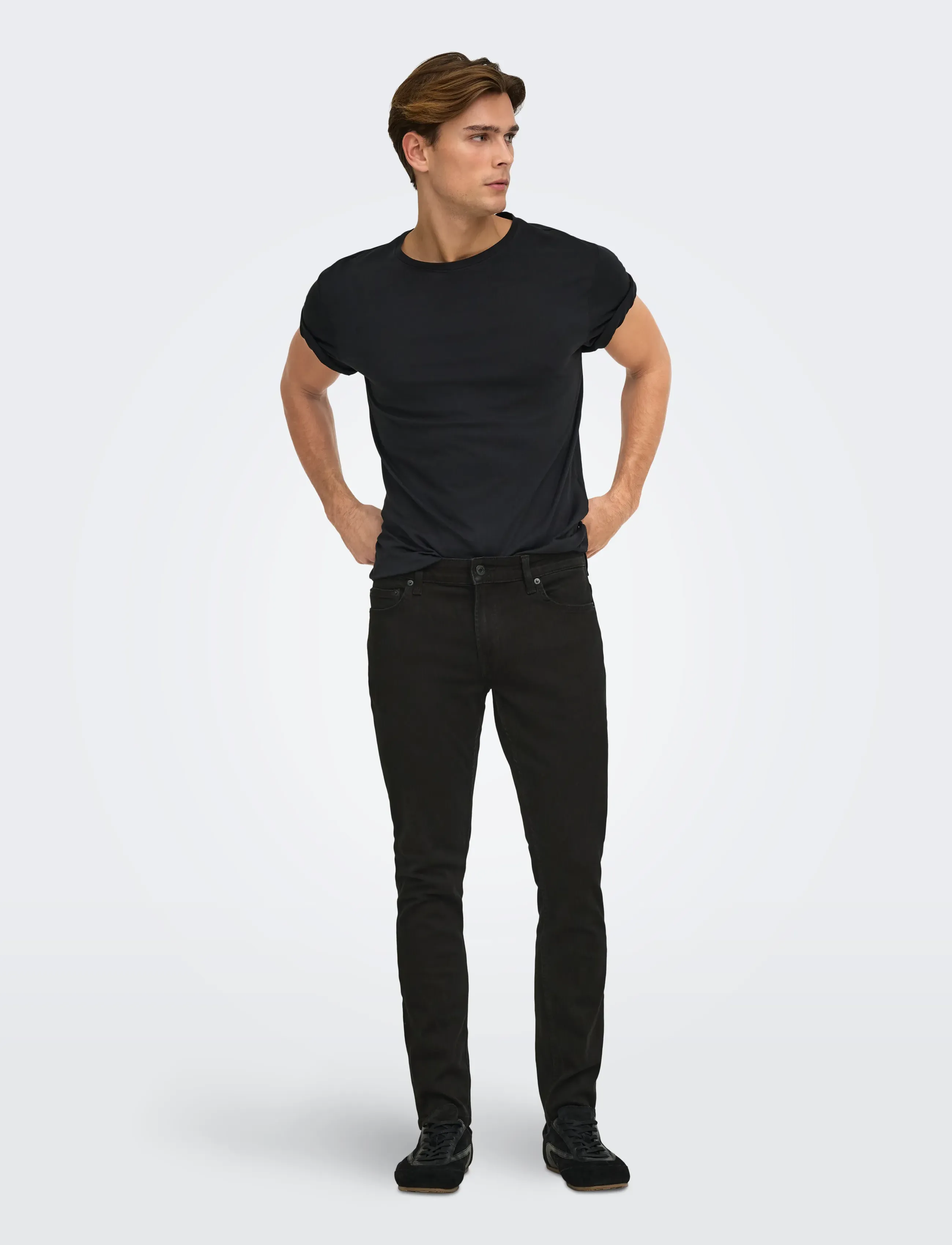 ONLY & SONS - ONSLOOM SLIM BLACK 0448 DIA DNM NOOS - slim fit jeans - black denim - 4