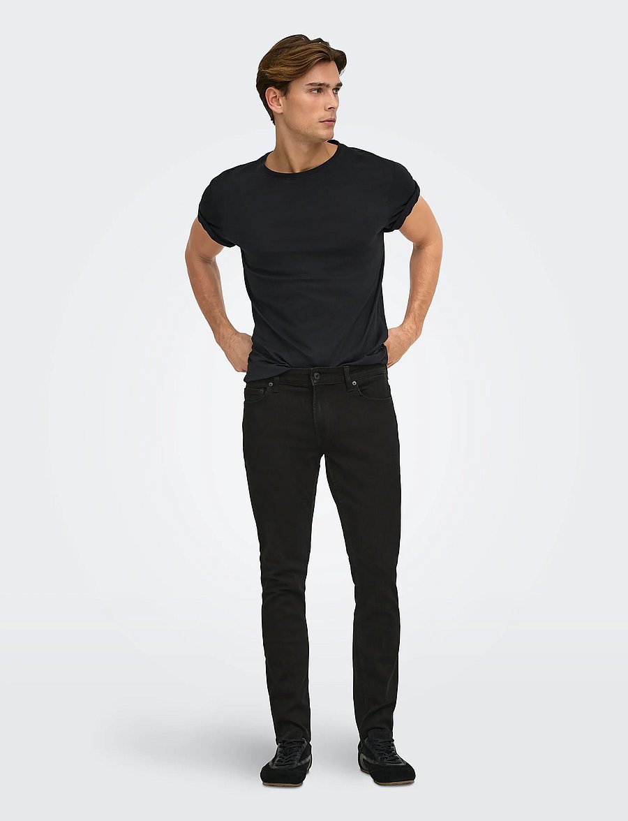 ONLY & SONS - ONSLOOM SLIM BLACK 0448 DIA DNM NOOS - slim fit jeans - black denim - 4