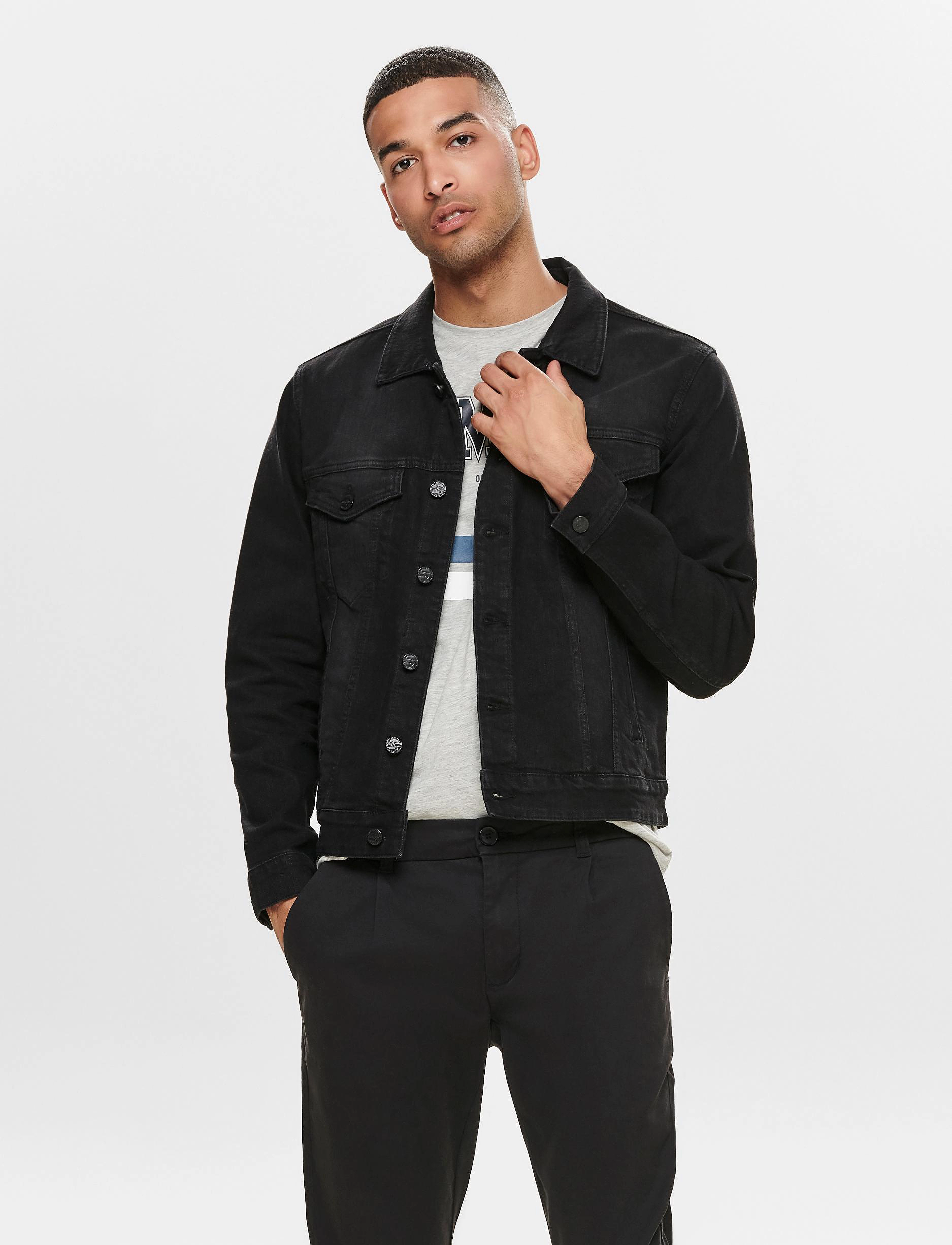 ONLY & SONS - ONSCOIN LIFE JACKET BLACK PK 0453 - black denim - 2
