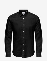 ONLY & SONS - ONSCAIDEN LS SOLID LINEN SHIRT NOOS - najniższe ceny - black - 0