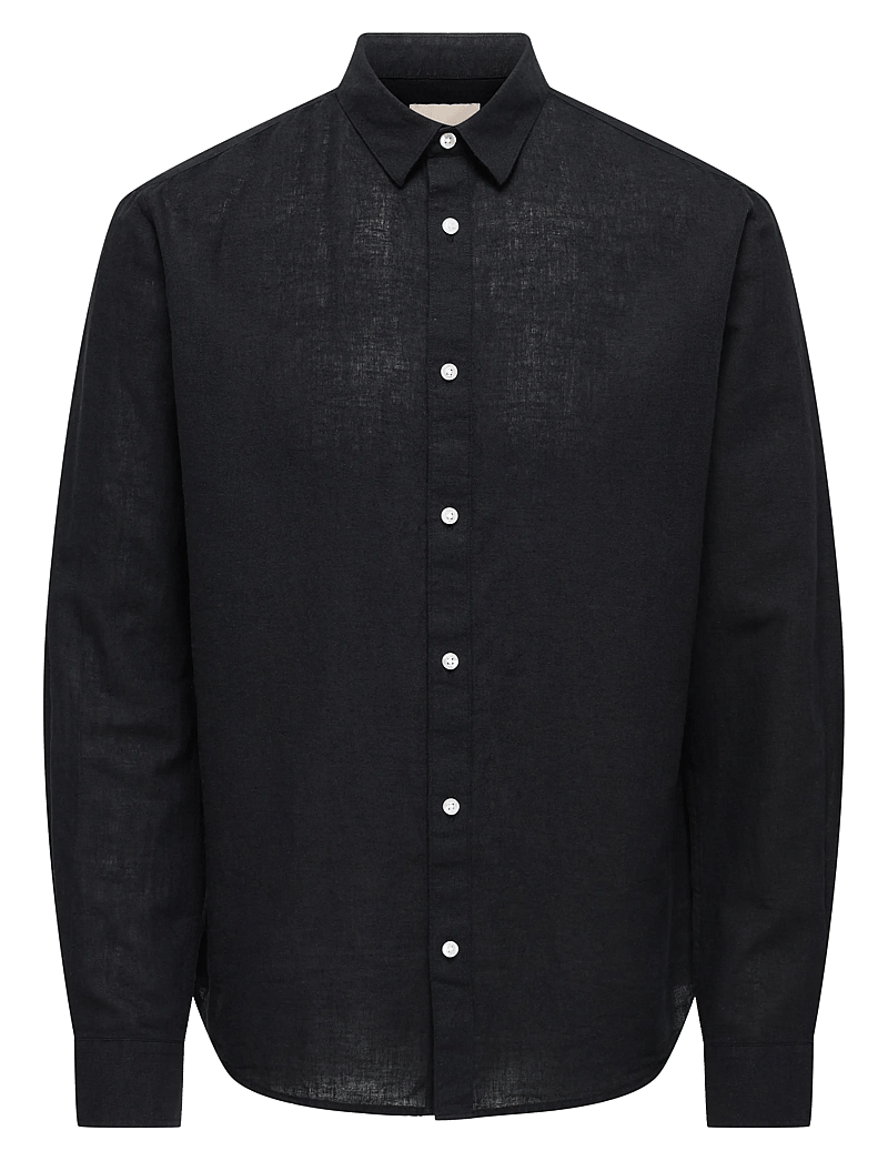 ONLY & SONS - ONSCAIDEN LIFE LS SOLID LINEN BLEND NOOS - linased särgid - black - 1