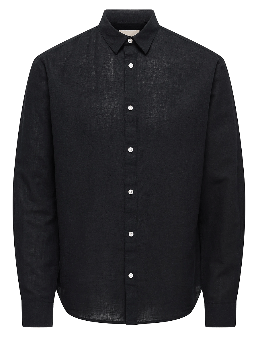 ONLY & SONS - ONSCAIDEN LIFE LS SOLID LINEN BLEND NOOS - linased särgid - black - 1