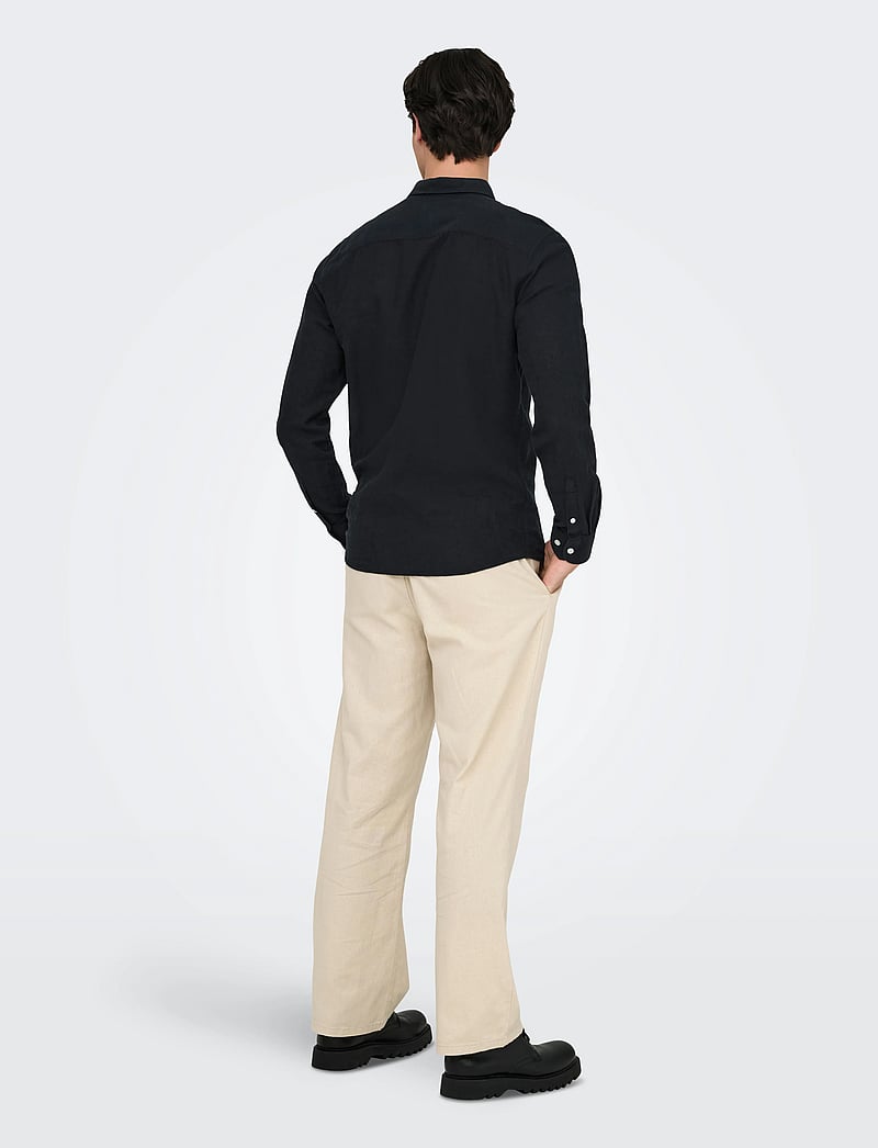 ONLY & SONS - ONSCAIDEN LIFE LS SOLID LINEN BLEND NOOS - linased särgid - black - 3