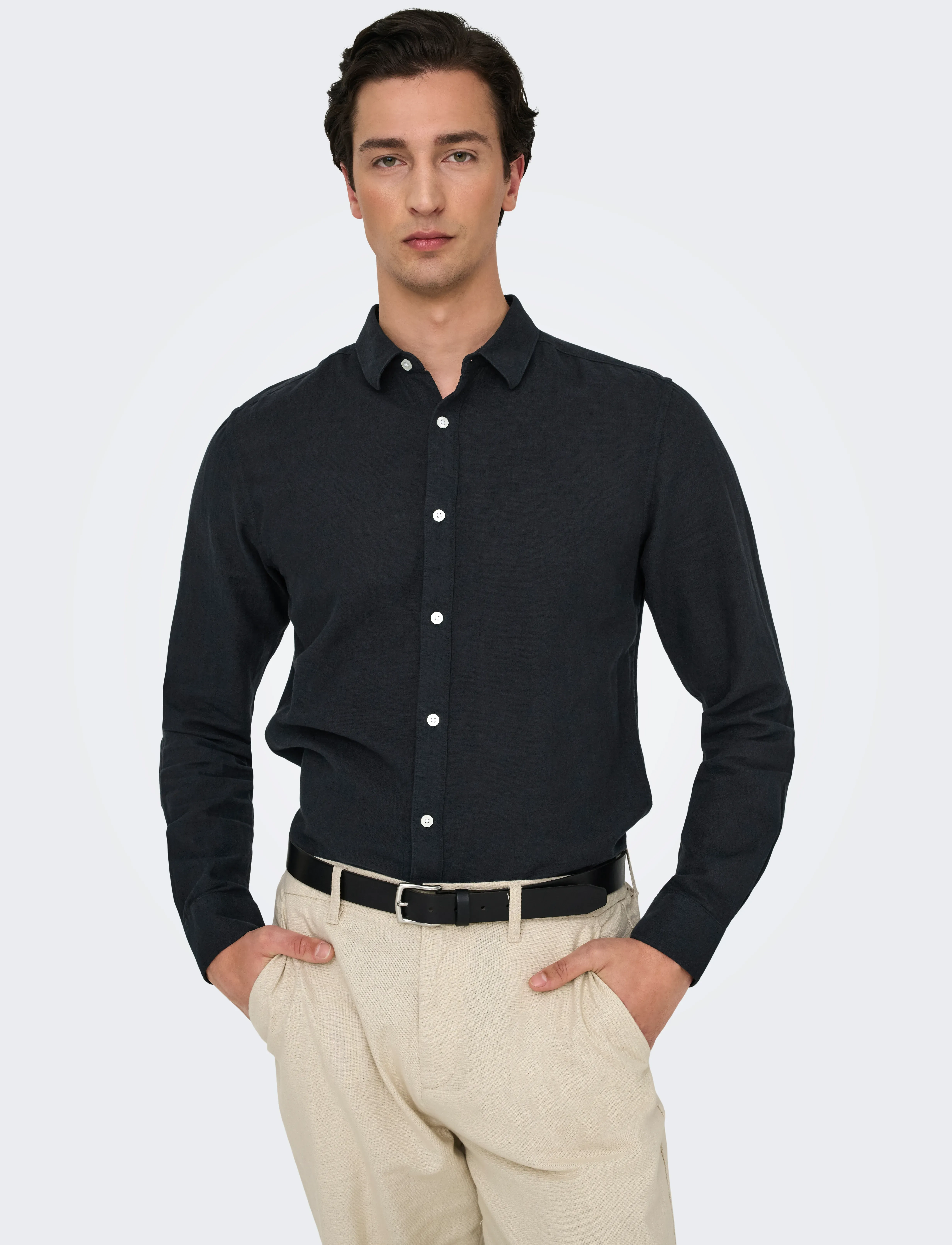 ONLY & SONS - ONSCAIDEN LIFE LS SOLID LINEN BLEND NOOS - madalaimad hinnad - black - 4