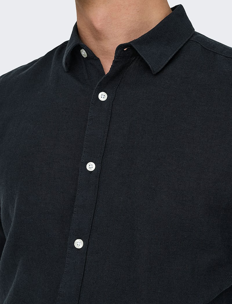 ONLY & SONS - ONSCAIDEN LIFE LS SOLID LINEN BLEND NOOS - linased särgid - black - 5