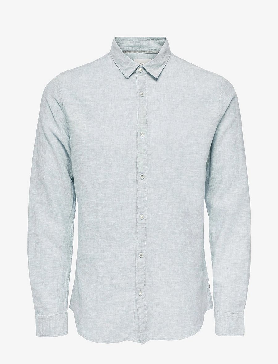 ONLY & SONS - ONSCAIDEN LIFE LS SOLID LINEN BLEND NOOS - linased särgid - cashmere blue - 1
