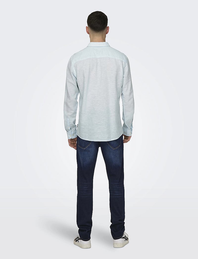 ONLY & SONS - ONSCAIDEN LIFE LS SOLID LINEN BLEND NOOS - linased särgid - cashmere blue - 3