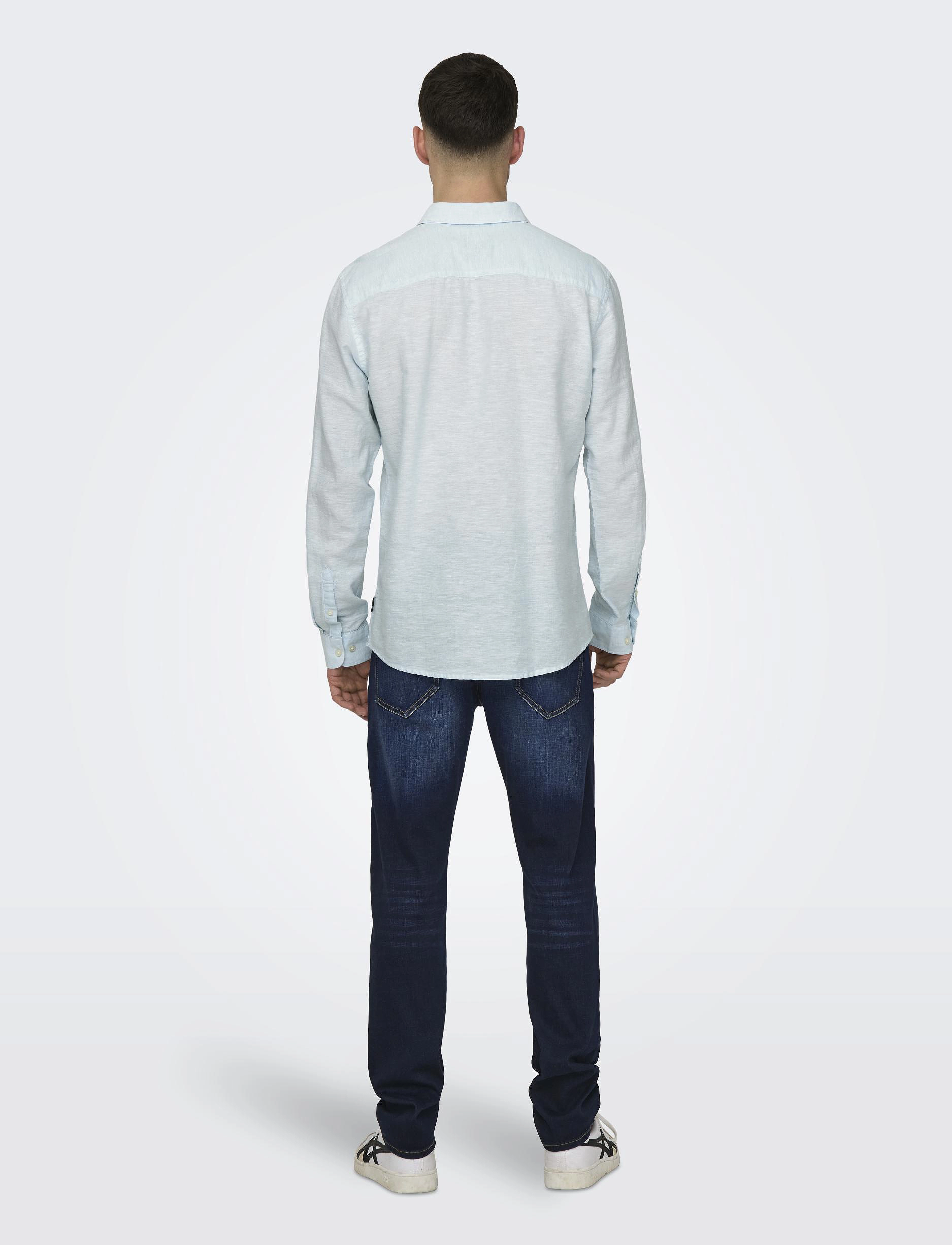 ONLY & SONS - ONSCAIDEN LIFE LS SOLID LINEN BLEND NOOS - linased särgid - cashmere blue - 3