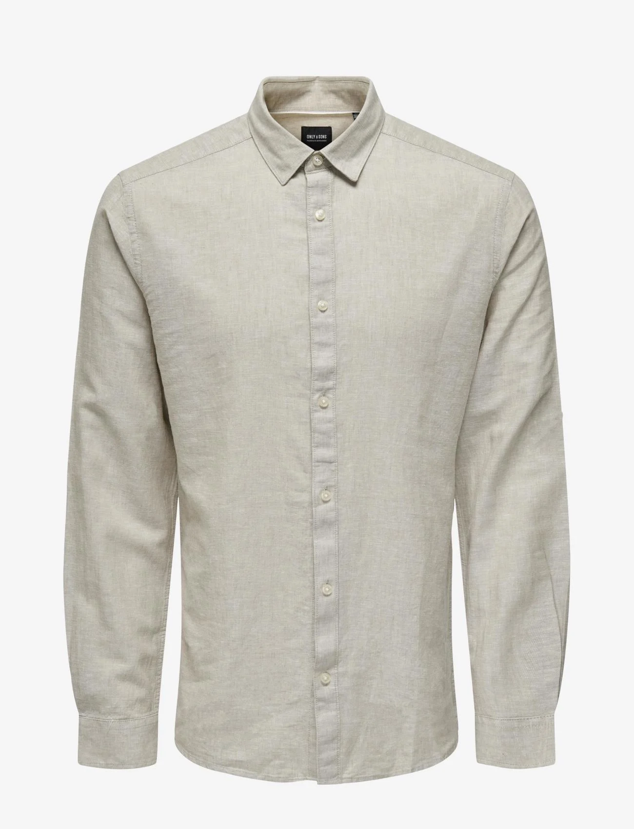 ONLY & SONS - ONSCAIDEN LS SOLID LINEN SHIRT NOOS - laveste priser - chinchilla - 0