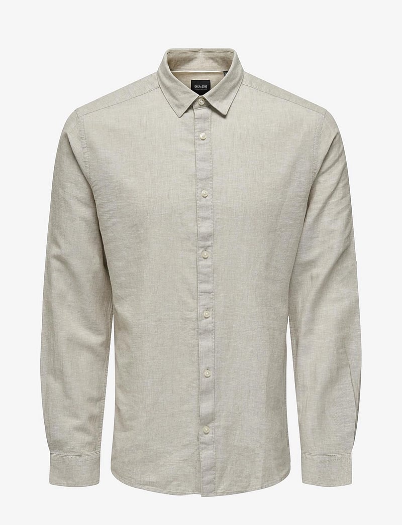 ONLY & SONS - ONSCAIDEN LIFE LS SOLID LINEN BLEND NOOS - linnen overhemden - chinchilla - 1
