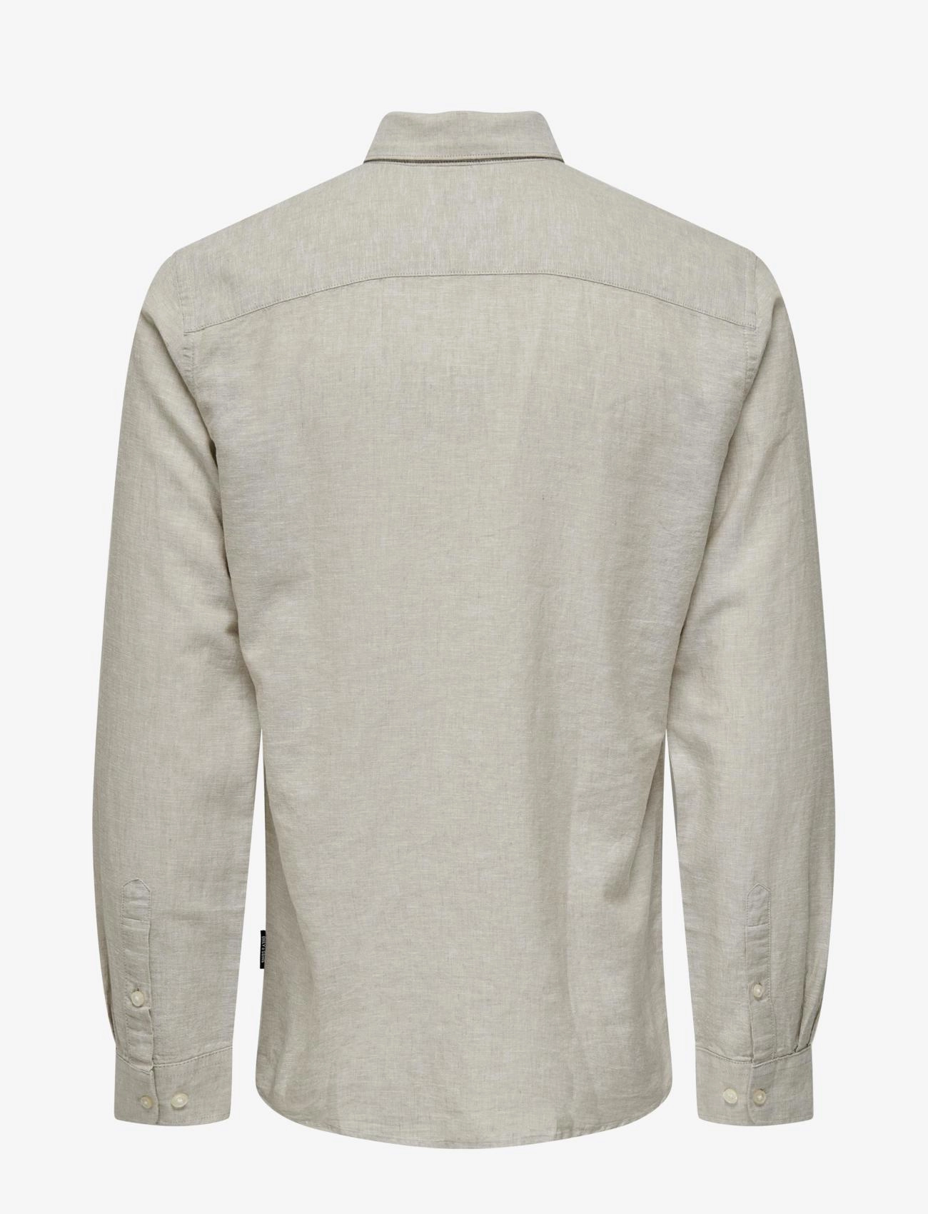 ONLY & SONS - ONSCAIDEN LIFE LS SOLID LINEN BLEND NOOS - linneskjortor - chinchilla - 2