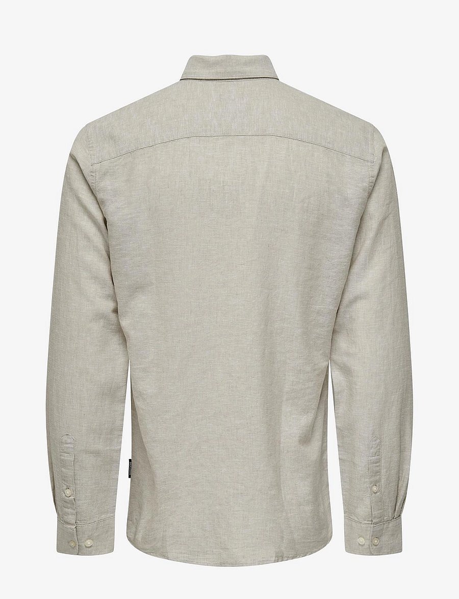 ONLY & SONS - ONSCAIDEN LIFE LS SOLID LINEN BLEND NOOS - leinenhemden - chinchilla - 2