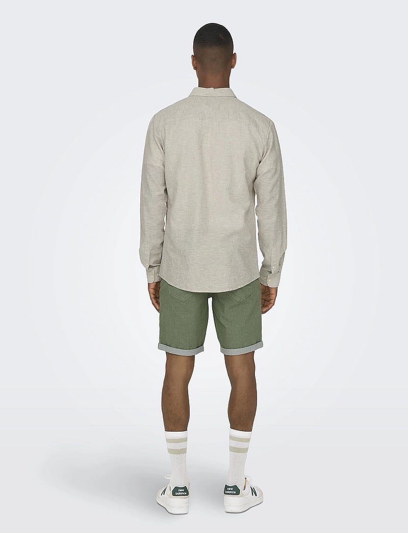 ONLY & SONS - ONSCAIDEN LIFE LS SOLID LINEN SHIRT NOOS - leinenhemden - chinchilla - 3