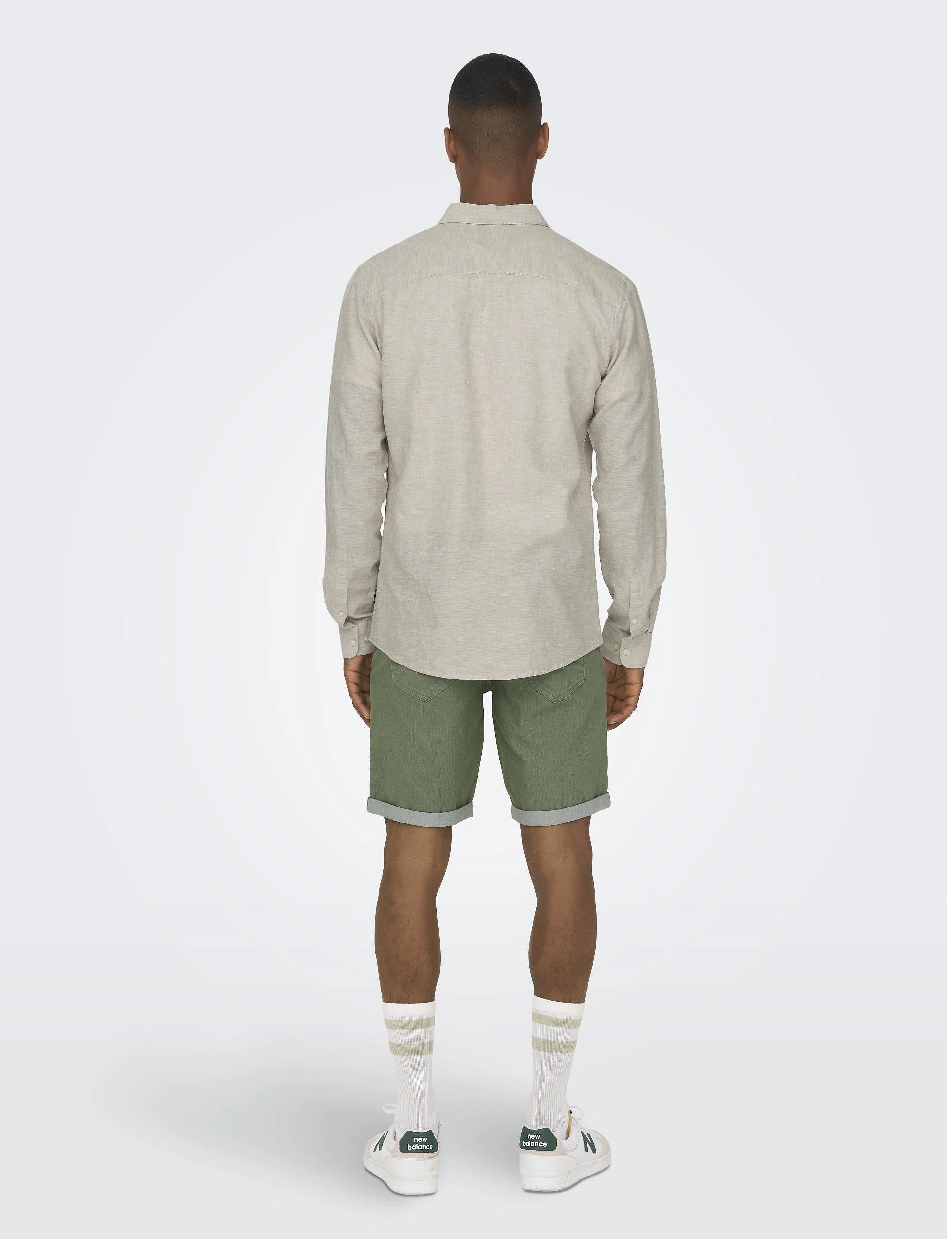 ONLY & SONS - ONSCAIDEN LIFE LS SOLID LINEN BLEND NOOS - linneskjortor - chinchilla - 3