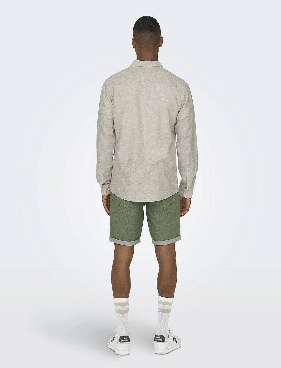 ONLY & SONS - ONSCAIDEN LIFE LS SOLID LINEN BLEND NOOS - leinenhemden - chinchilla - 3
