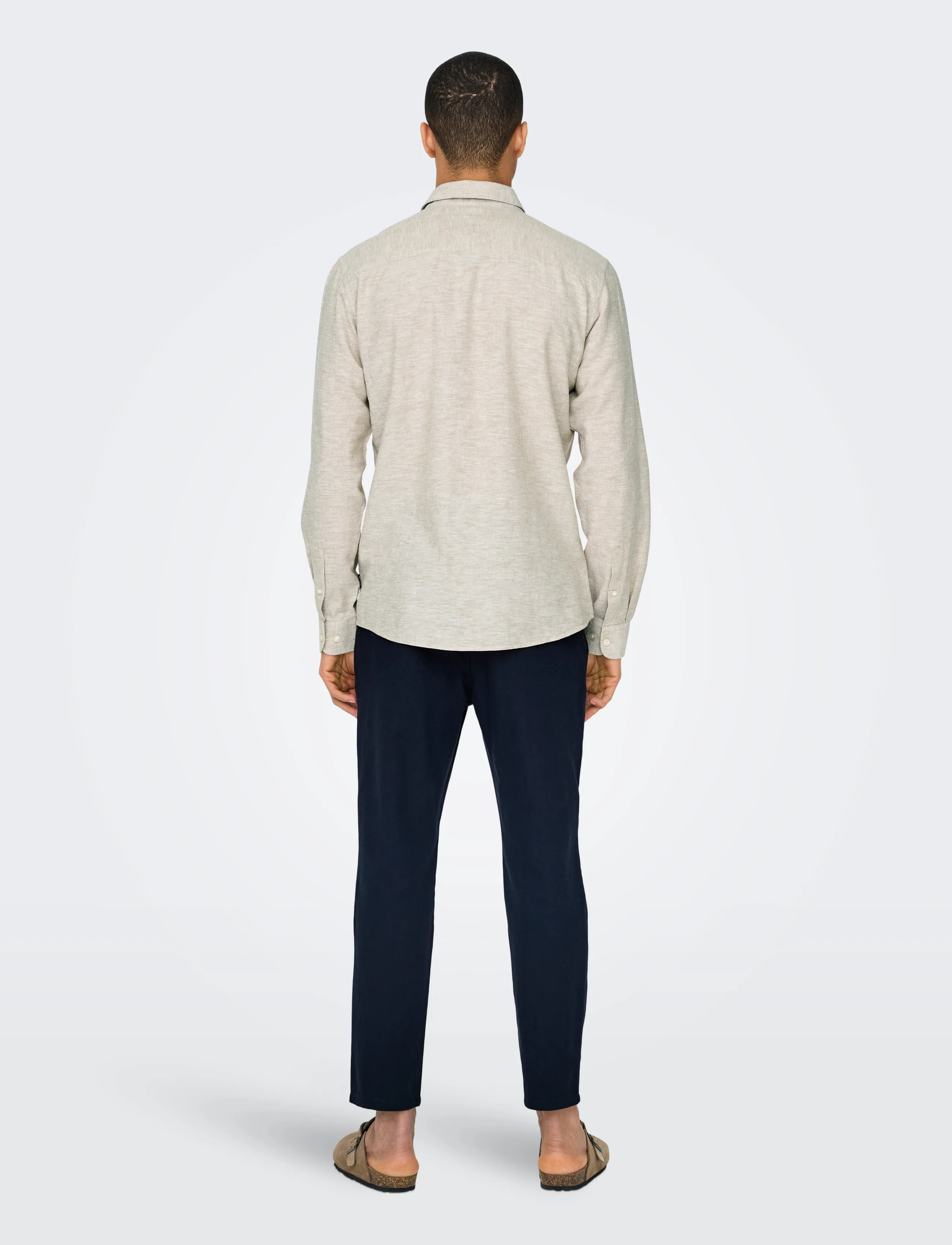 ONLY & SONS - ONSCAIDEN LIFE LS SOLID LINEN BLEND NOOS - lowest prices - chinchilla - 3