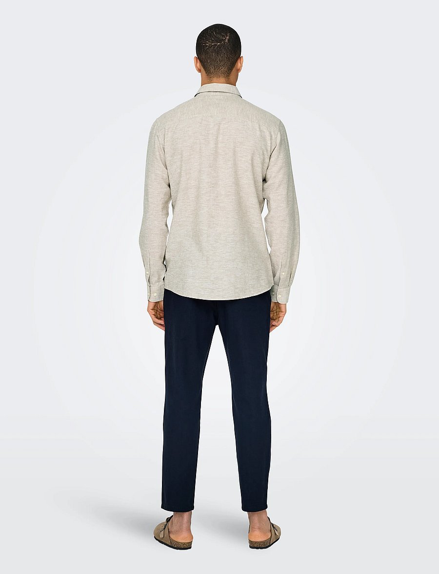 ONLY & SONS - ONSCAIDEN LIFE LS SOLID LINEN BLEND NOOS - leinenhemden - chinchilla - 3