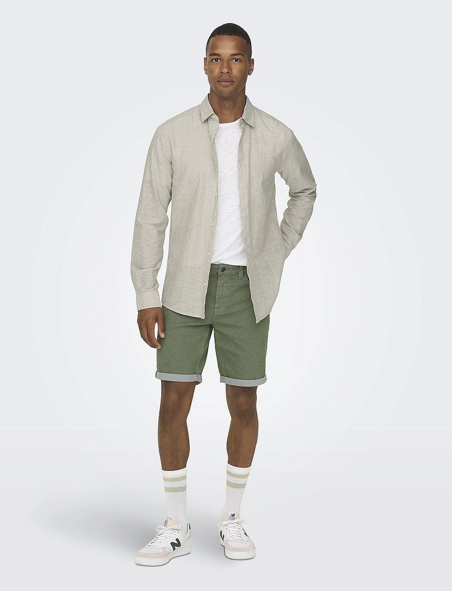 ONLY & SONS - ONSCAIDEN LIFE LS SOLID LINEN BLEND NOOS - leinenhemden - chinchilla - 4