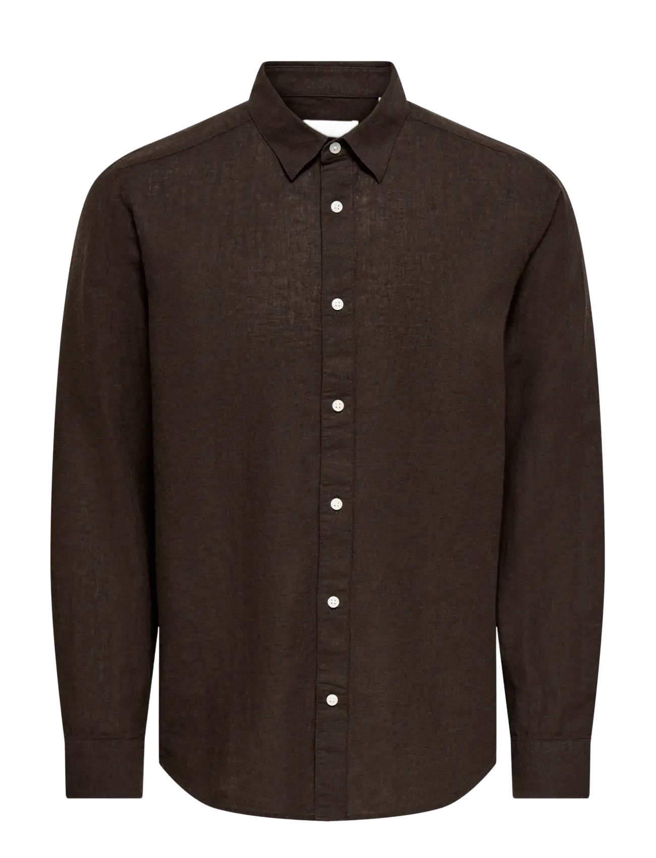 ONLY & SONS Onscaiden Life Ls Solid Linen Blend Noos Braun - S - Herren