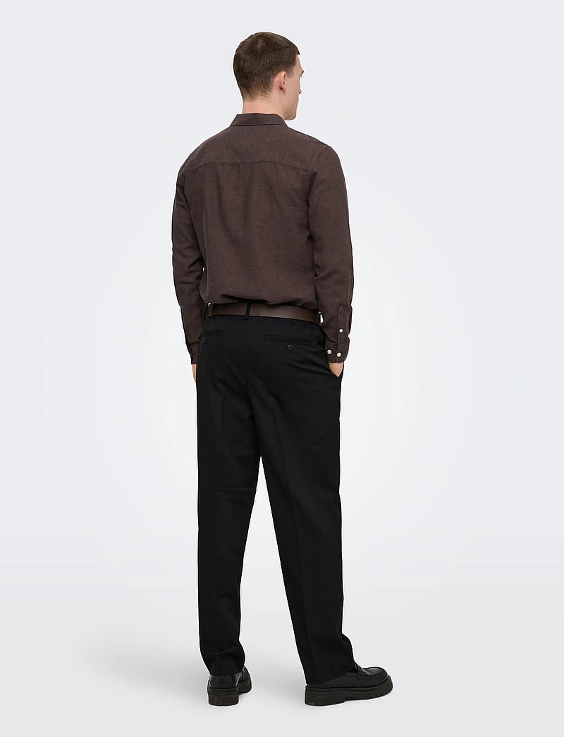 ONLY & SONS - ONSCAIDEN LIFE LS SOLID LINEN BLEND NOOS - linased särgid - coffee bean - 3