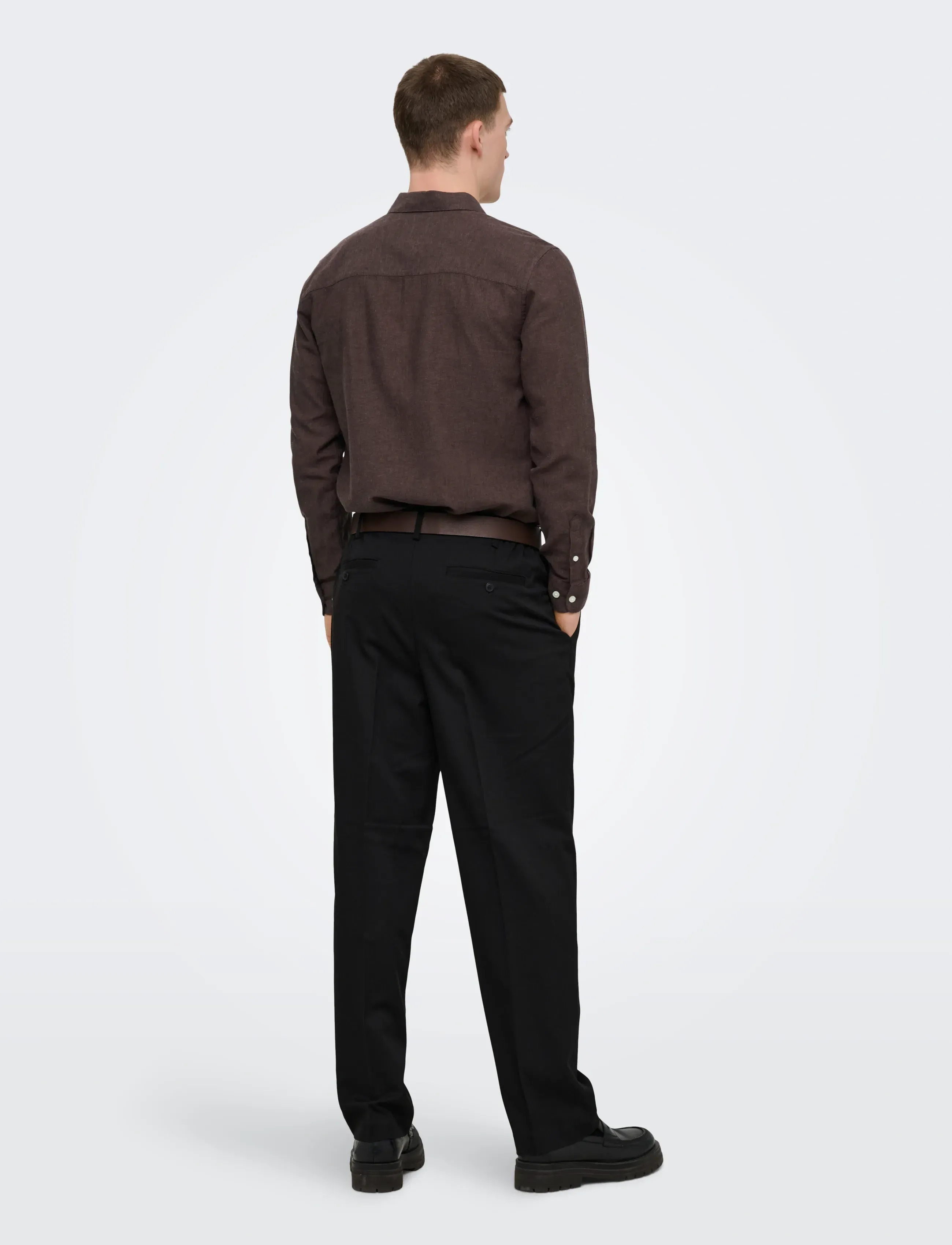 ONLY & SONS - ONSCAIDEN LIFE LS SOLID LINEN BLEND NOOS - linneskjortor - coffee bean - 3