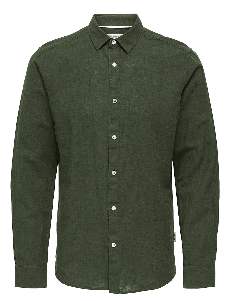 ONLY & SONS - ONSCAIDEN LIFE LS SOLID LINEN BLEND NOOS - pellavakauluspaidat - kambaba - 1