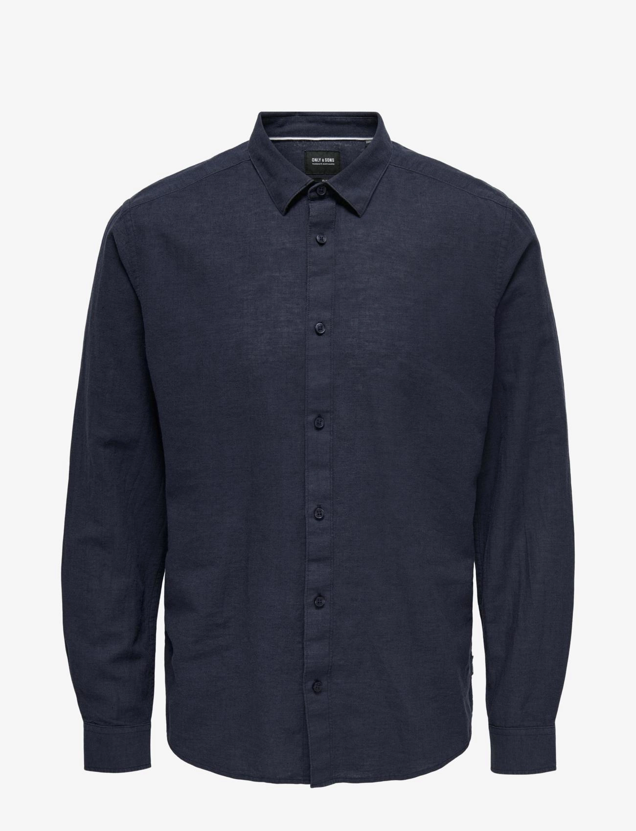 ONLY & SONS ONSCAIDEN LIFE LS SOLID LINEN BLEND NOOS - Basic shirts - NIGHT SKY / navy