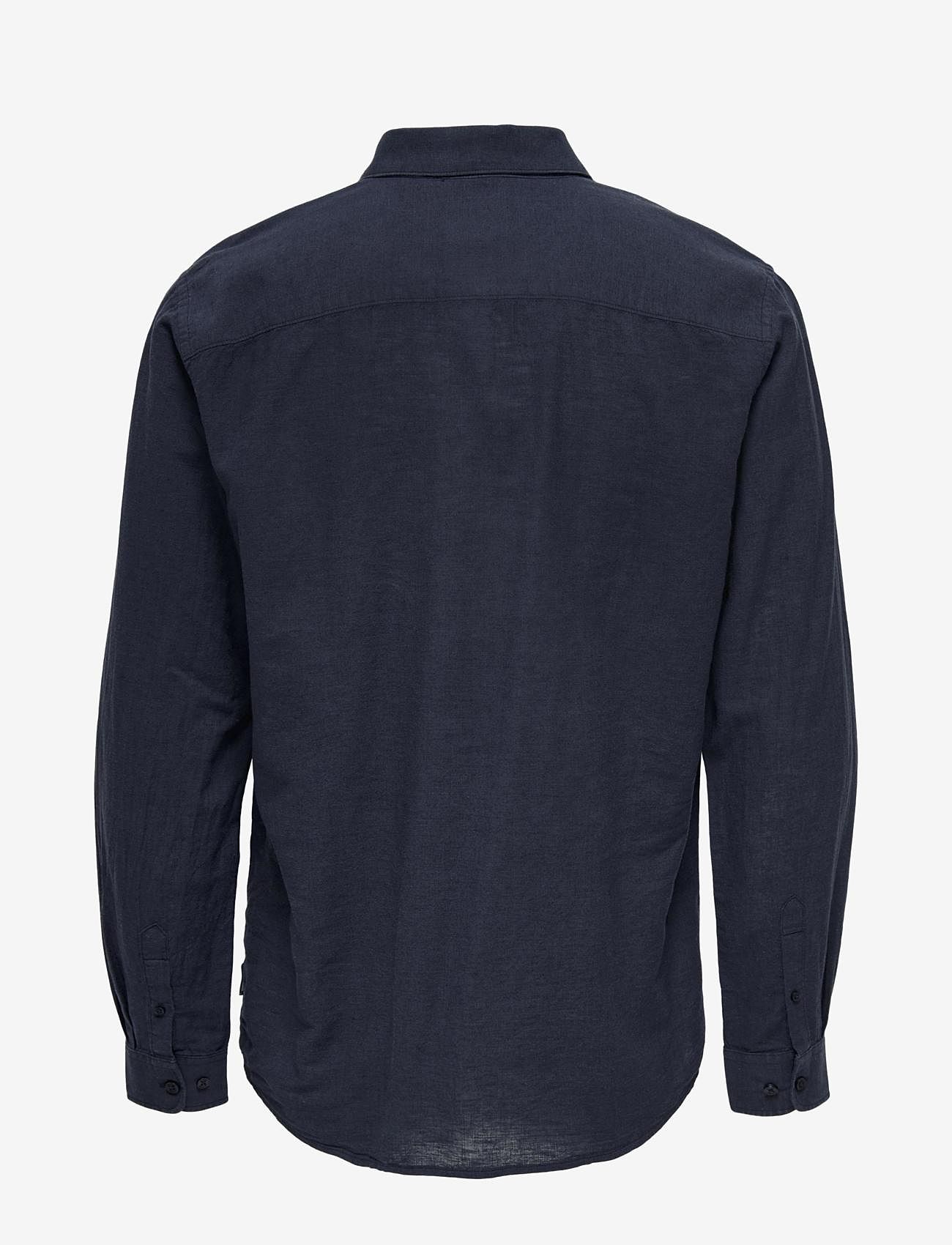 ONLY & SONS - ONSCAIDEN LIFE LS SOLID LINEN BLEND NOOS - linen shirts - night sky - 2