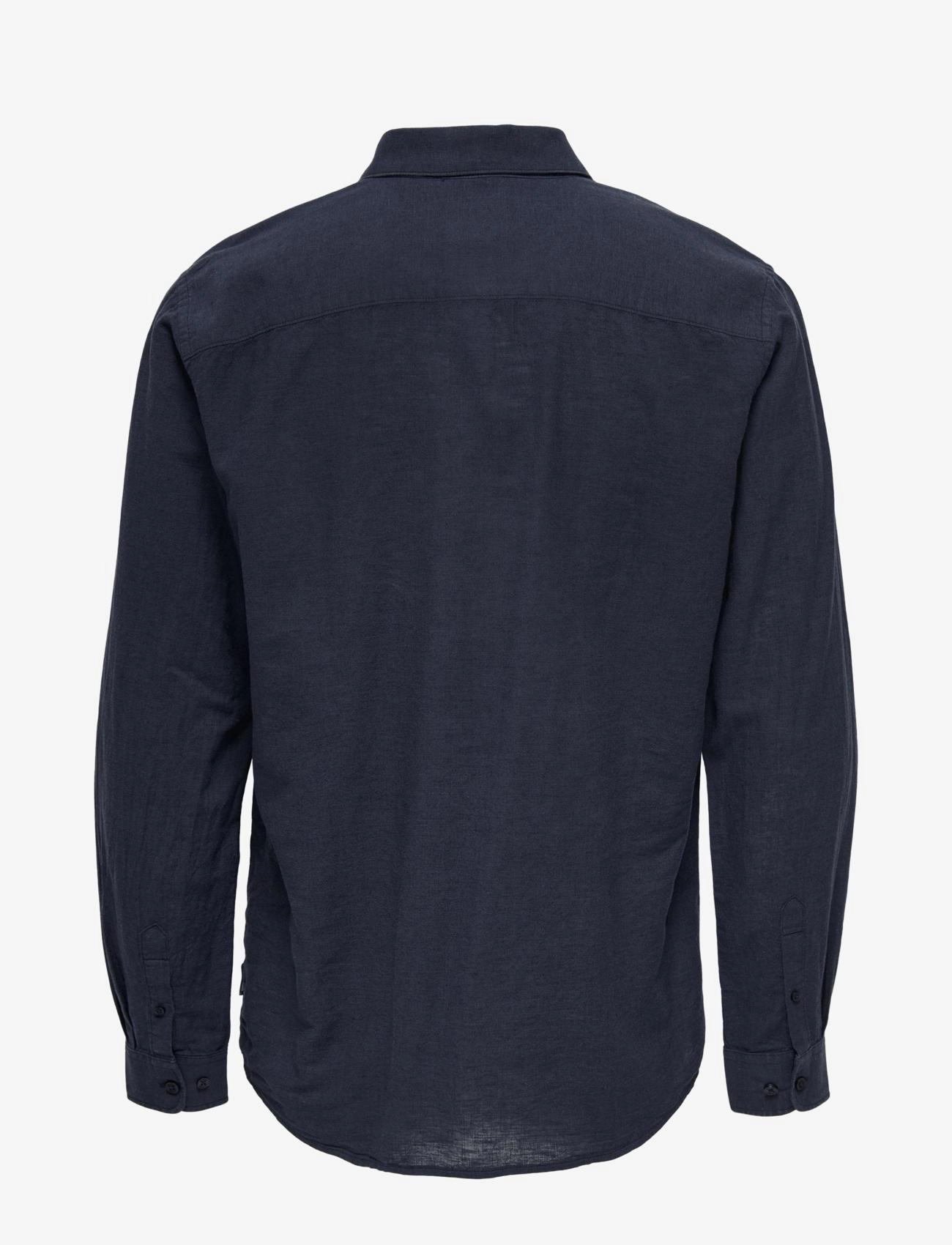 ONLY & SONS - ONSCAIDEN LIFE LS SOLID LINEN BLEND NOOS - linneskjortor - night sky - 2