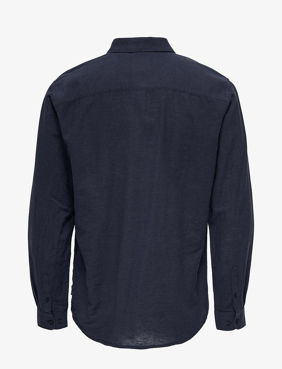 ONLY & SONS - ONSCAIDEN LIFE LS SOLID LINEN BLEND NOOS - leinenhemden - night sky - 2