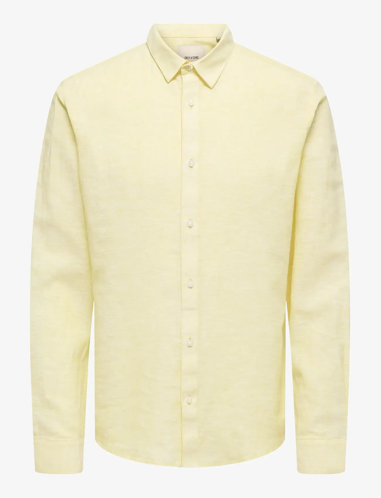 ONLY & SONS - ONSCAIDEN LIFE LS SOLID LINEN BLEND NOOS - linen shirts - pastel yellow - 1