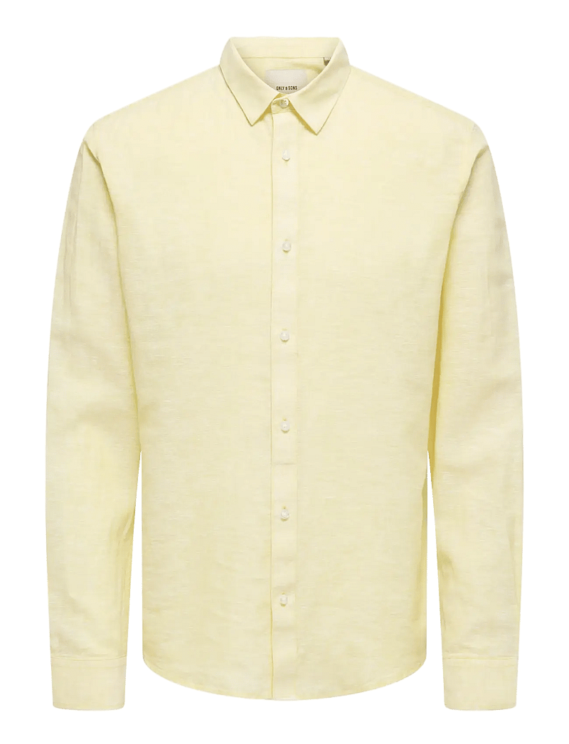 ONLY & SONS - ONSCAIDEN LIFE LS SOLID LINEN BLEND NOOS - linased särgid - pastel yellow - 1