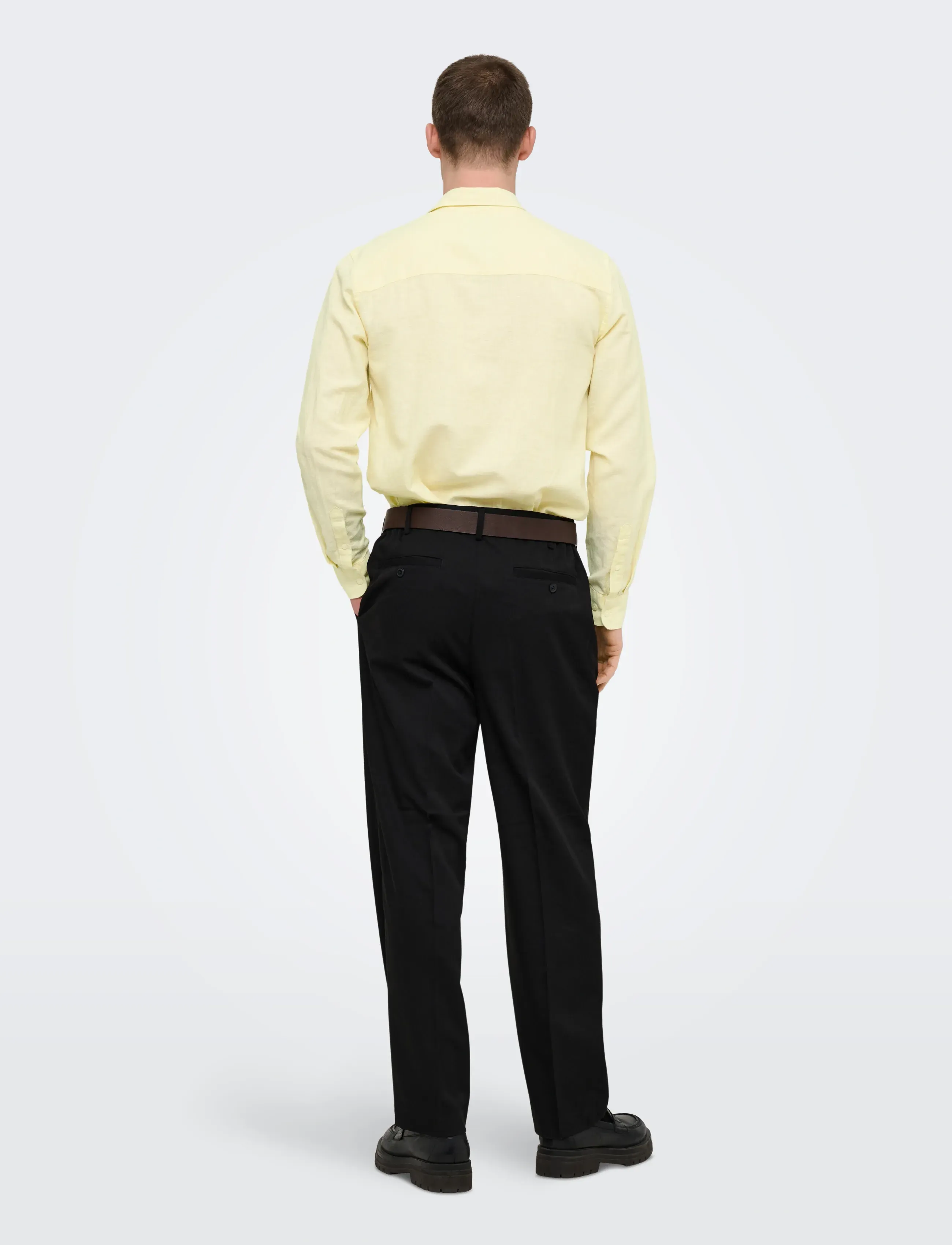 ONLY & SONS - ONSCAIDEN LIFE LS SOLID LINEN BLEND NOOS - linneskjortor - pastel yellow - 3