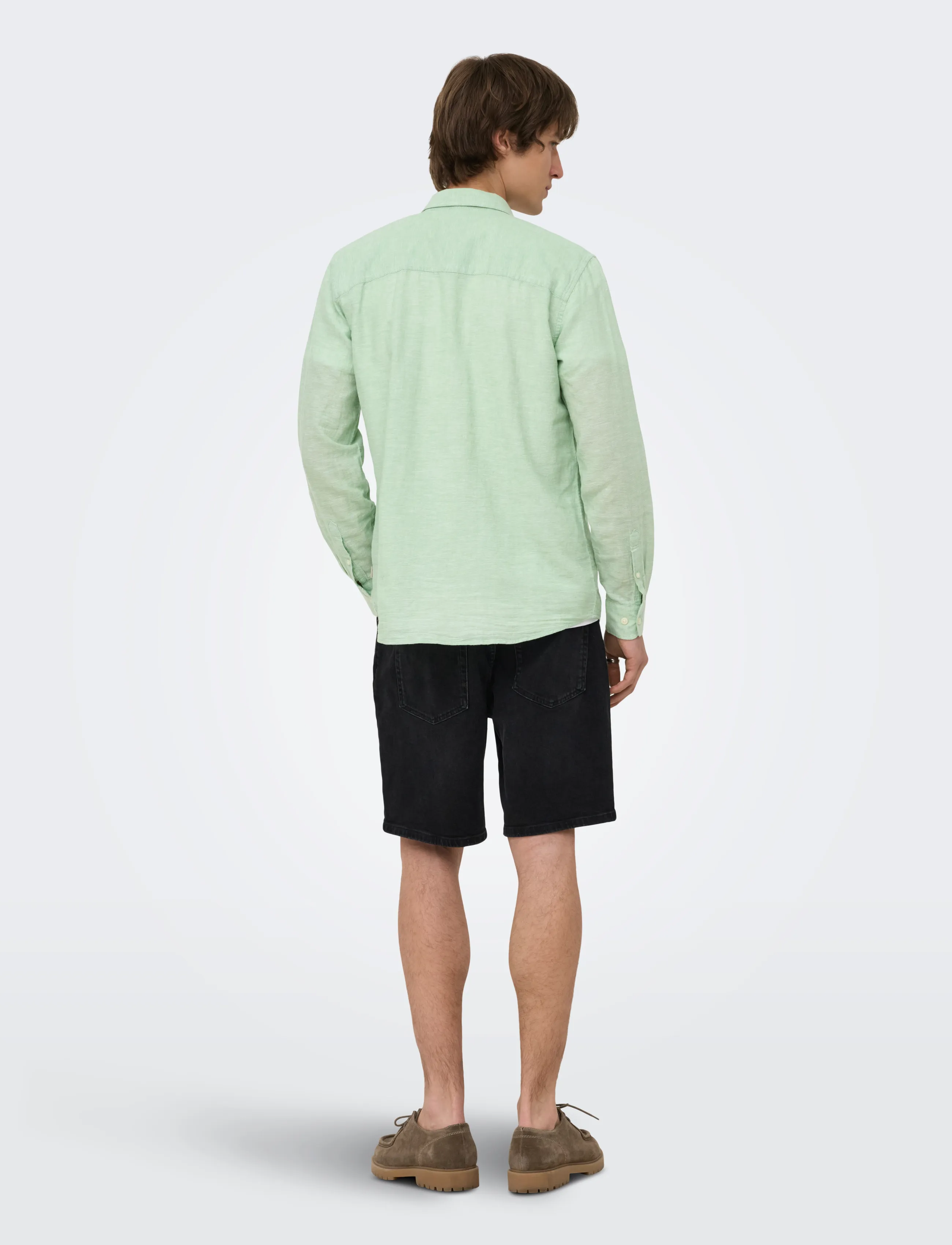 ONLY & SONS - ONSCAIDEN LIFE LS SOLID LINEN BLEND NOOS - lininiai marškiniai - quiet green - 3