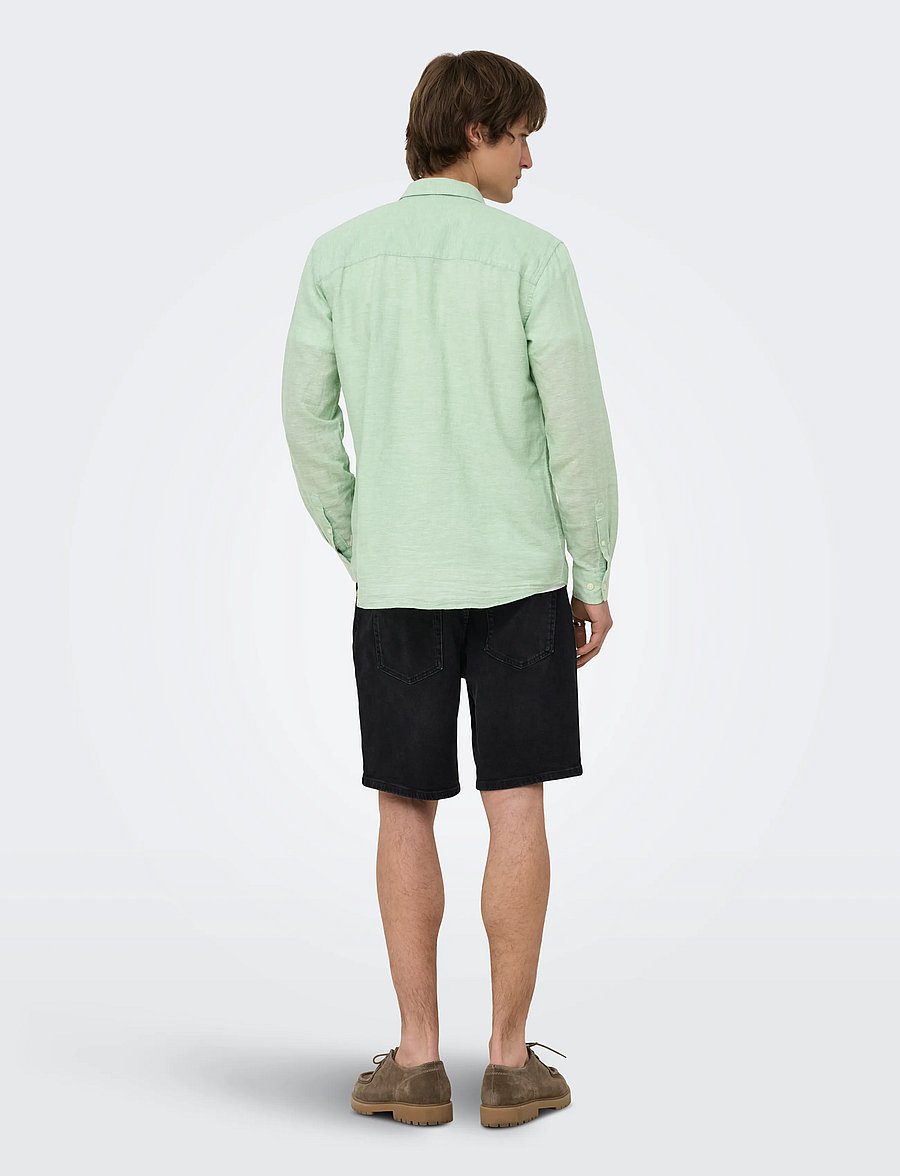 ONLY & SONS - ONSCAIDEN LIFE LS SOLID LINEN BLEND NOOS - leinenhemden - quiet green - 3