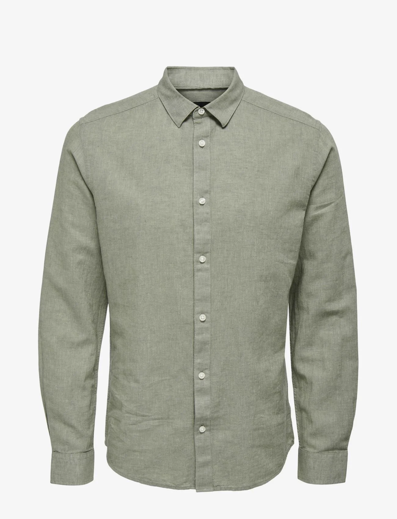 ONLY & SONS - ONSCAIDEN LS SOLID LINEN SHIRT NOOS - laveste priser - swamp - 0