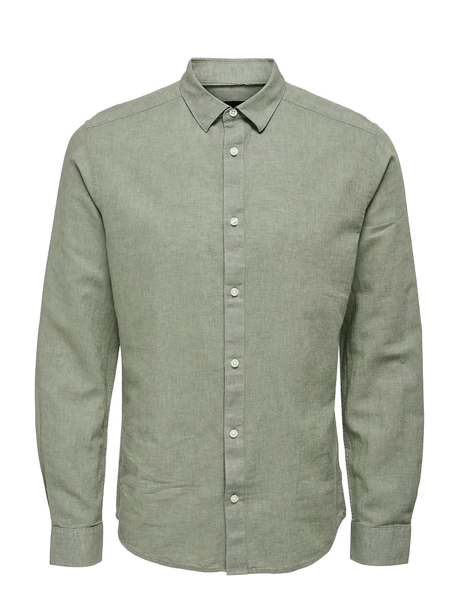 ONLY & SONS - ONSCAIDEN LIFE LS SOLID LINEN BLEND NOOS - leinenhemden - swamp - 1