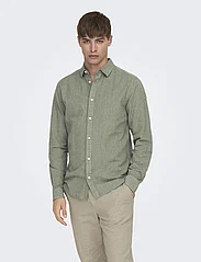 ONLY & SONS - ONSCAIDEN LS SOLID LINEN SHIRT NOOS - lowest prices - swamp - 2