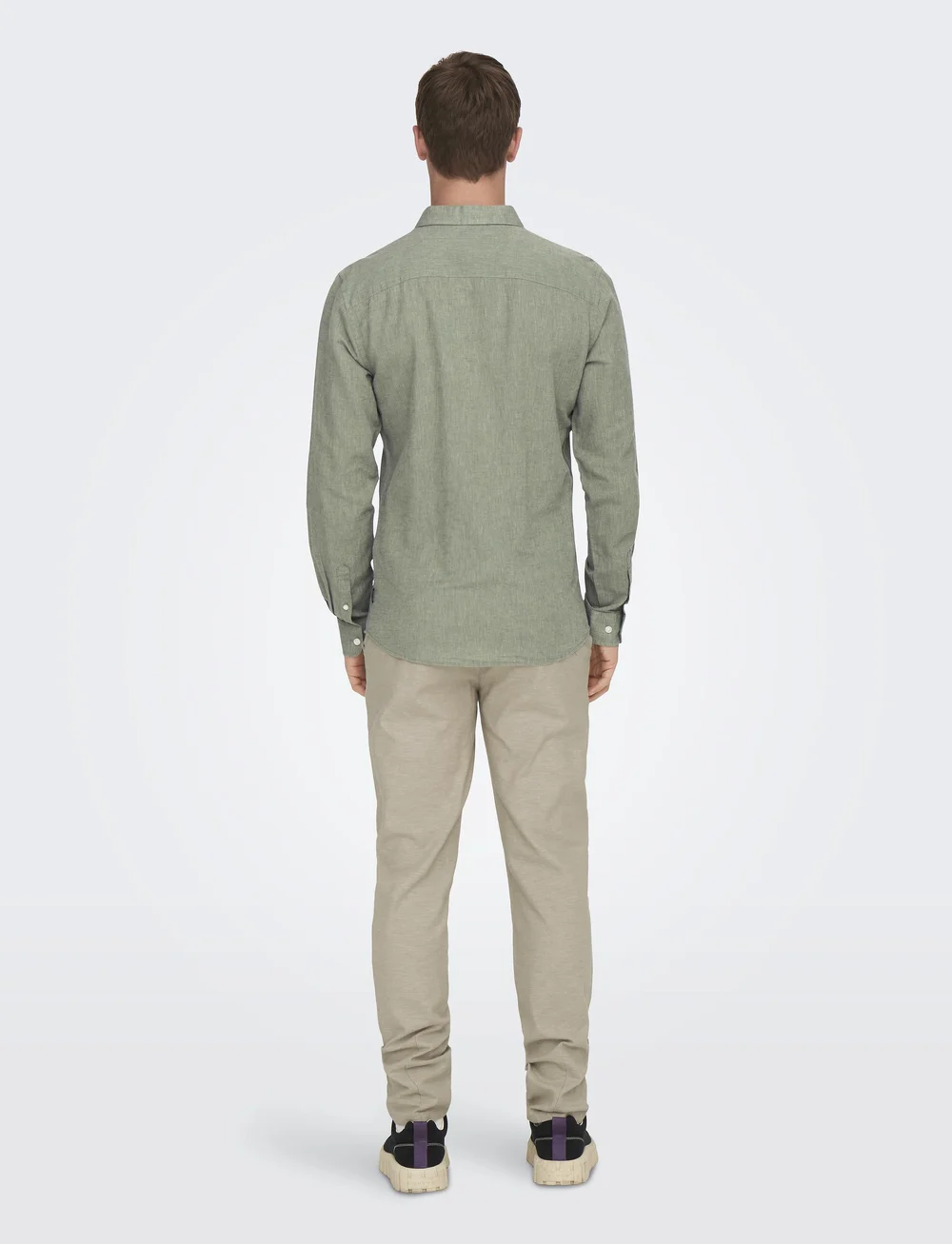 ONLY & SONS - ONSCAIDEN LIFE LS SOLID LINEN SHIRT NOOS - leinenhemden - swamp - 3