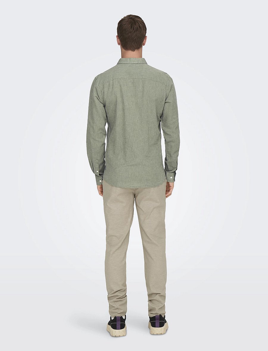 ONLY & SONS - ONSCAIDEN LIFE LS SOLID LINEN BLEND NOOS - leinenhemden - swamp - 3